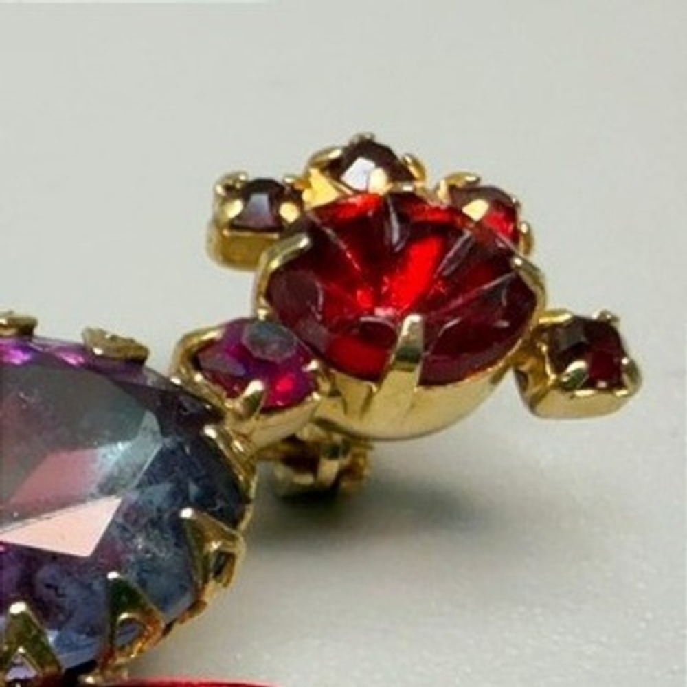 Vintage Red Rhinestone Roadrunner Brooch Bird MCM D&E Julianna?? - Picture 4 of 7
